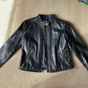 Black Lauren Ralph Lauren leather jacket. Size XS